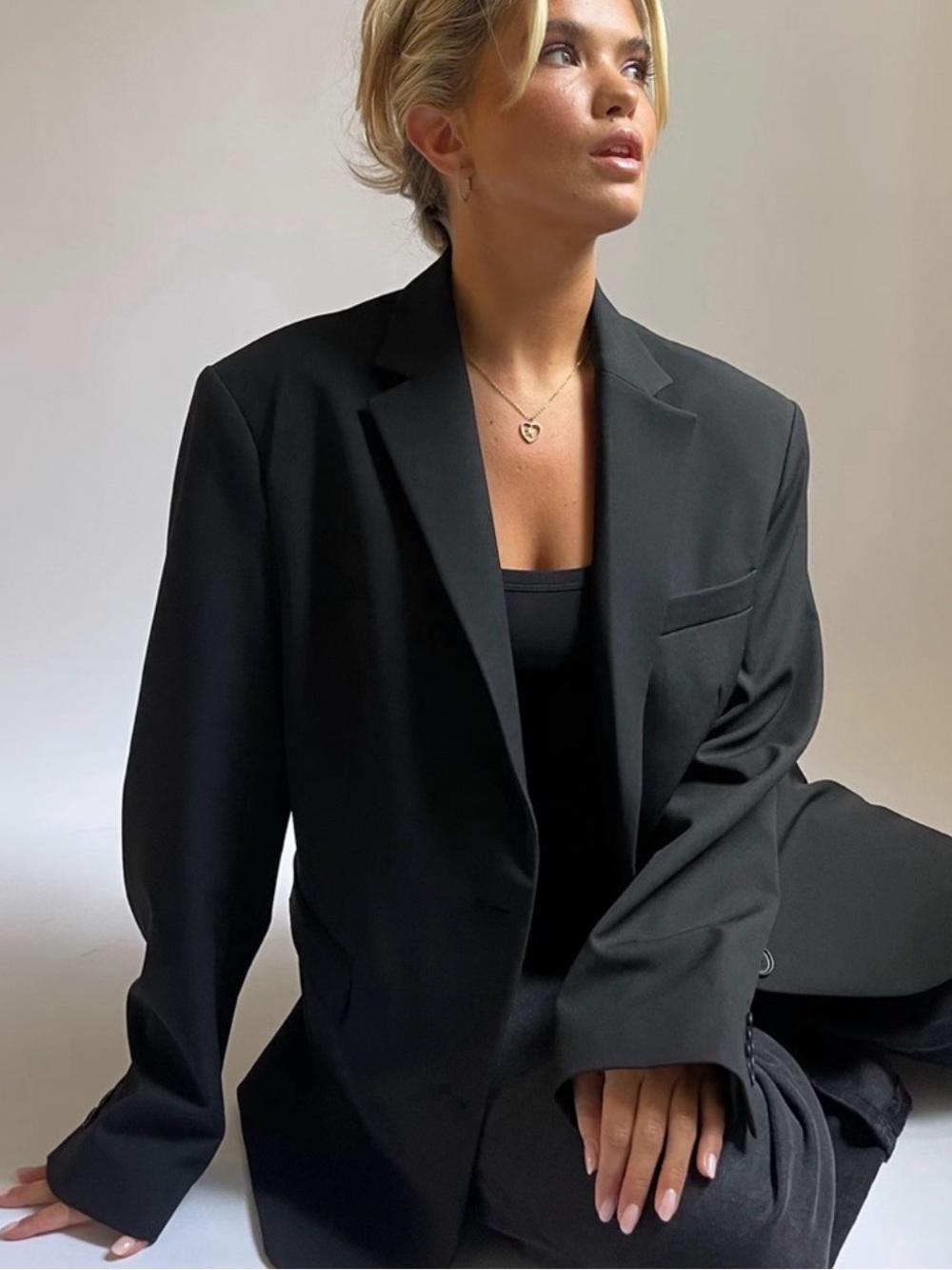 Djerf Avenue Forever Blazer - Black, Classic, Oversized, Tailored, Outerwear